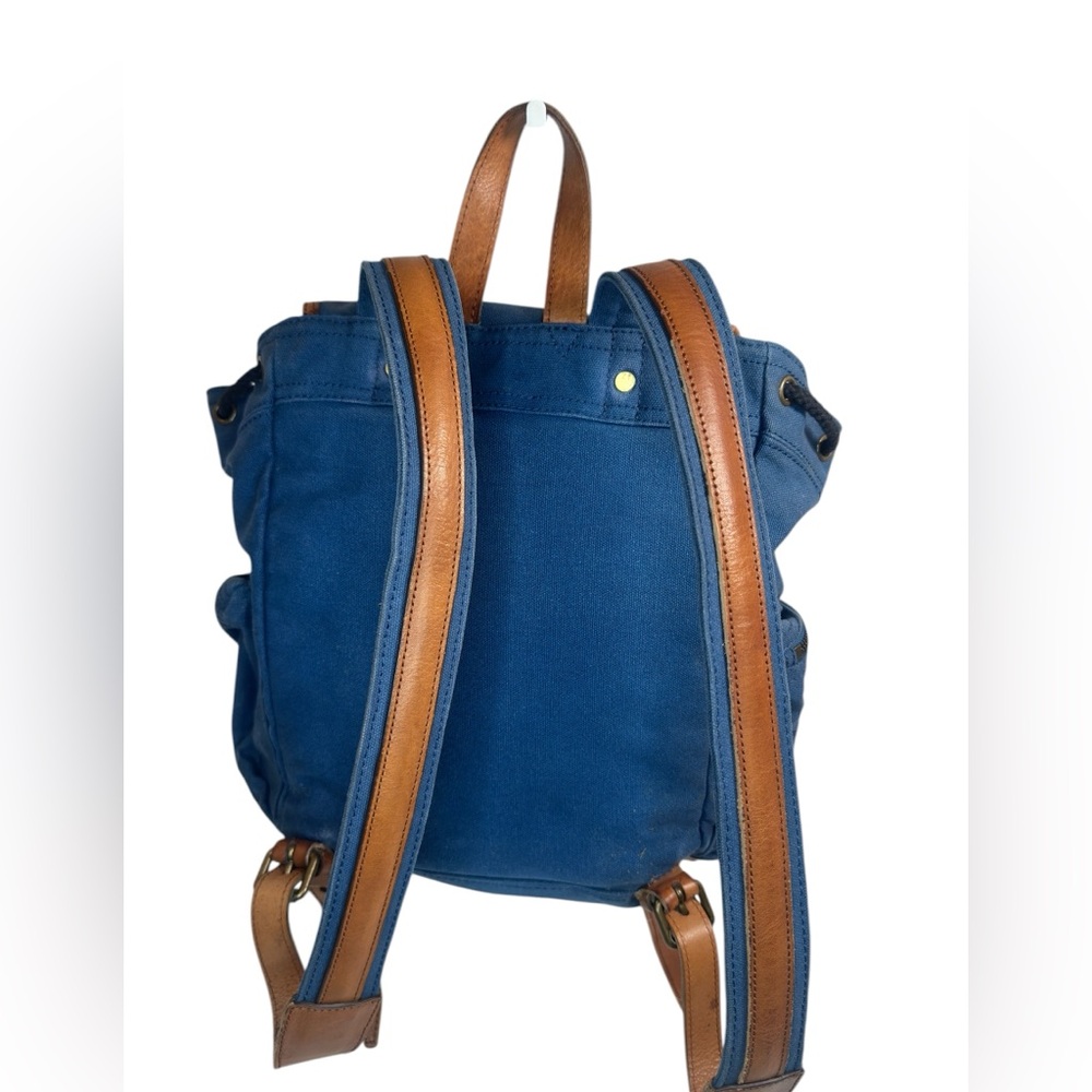 Burberry Blue Canvas & Brown Leather Unisex Backpack - Picture 2 of 12
